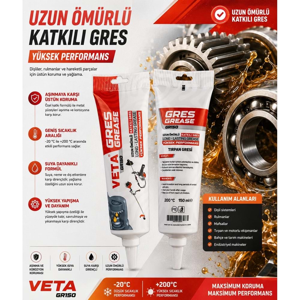 MOTORLU TIRPAN GRES YAĞI VETA 150 MM