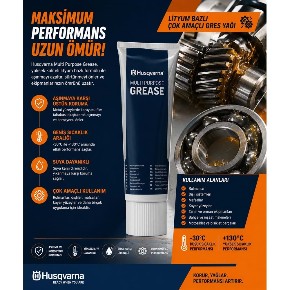MOTORLU TESTERE/MOTORLU TIRPAN GRES YAĞI HUSQVARNA 225 GR BEYAZ