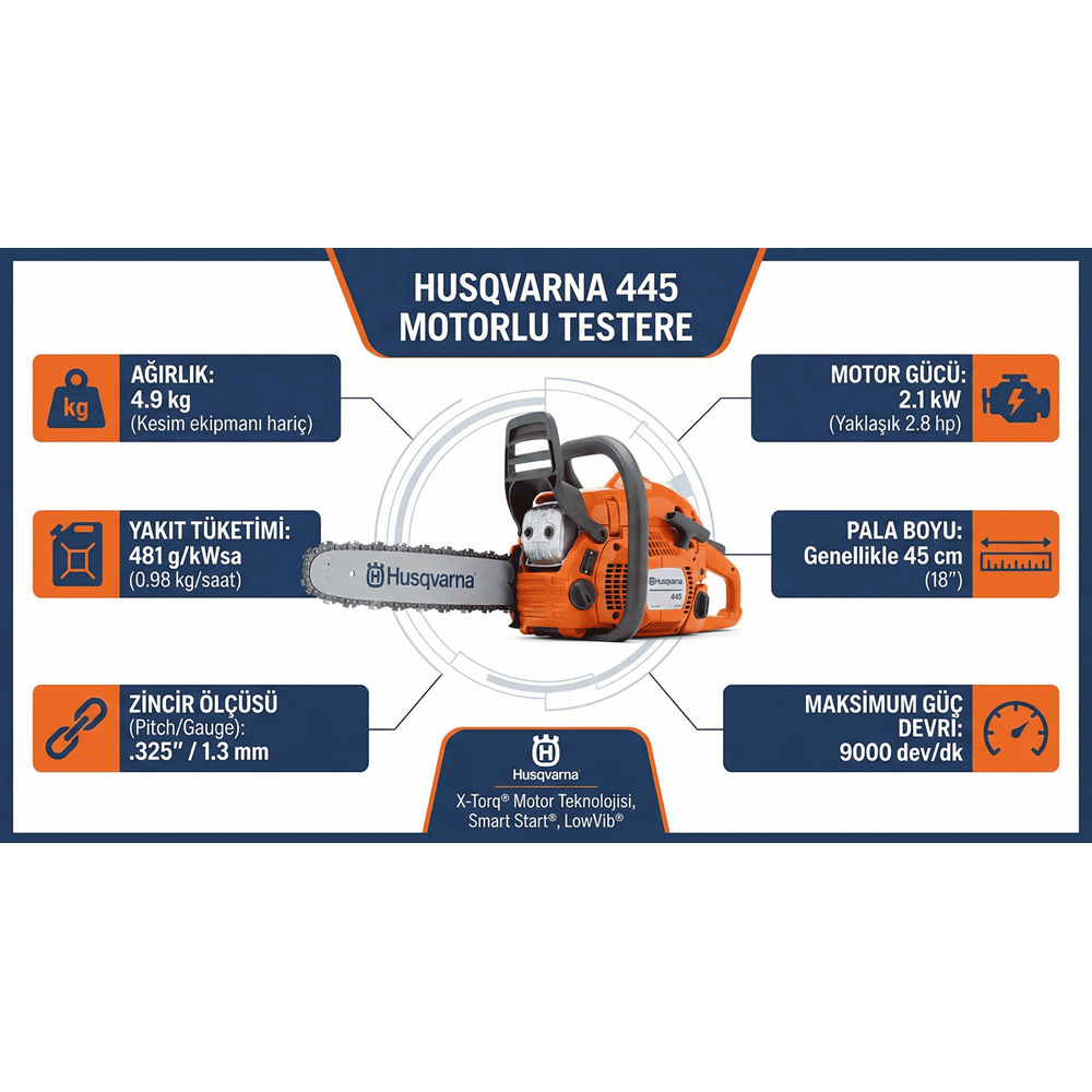 MOTORLU TESTERE HUSQVARNA 445