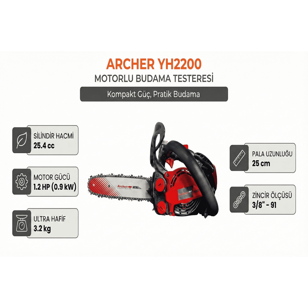 MOTORLU TESTERE ARCHER YH2200