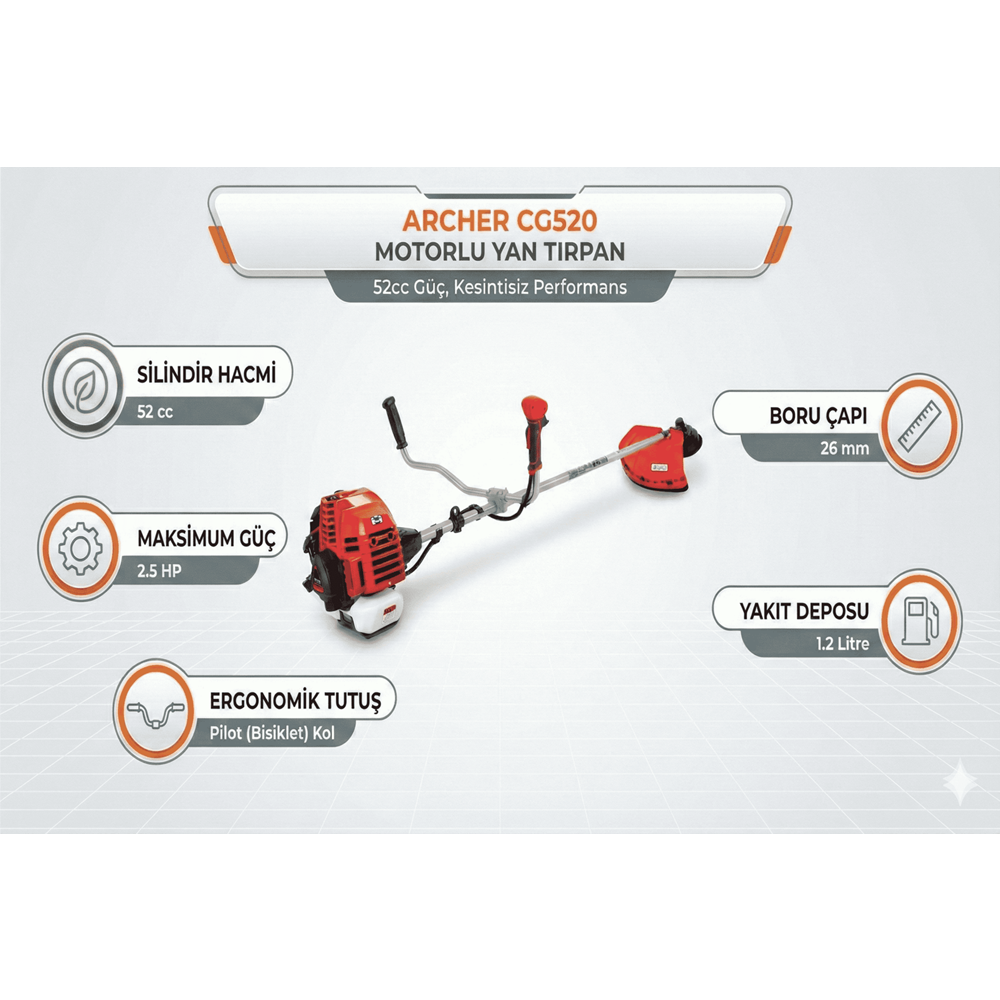 MOTORLU TIRPAN ARCHER CG520 YAN TİP