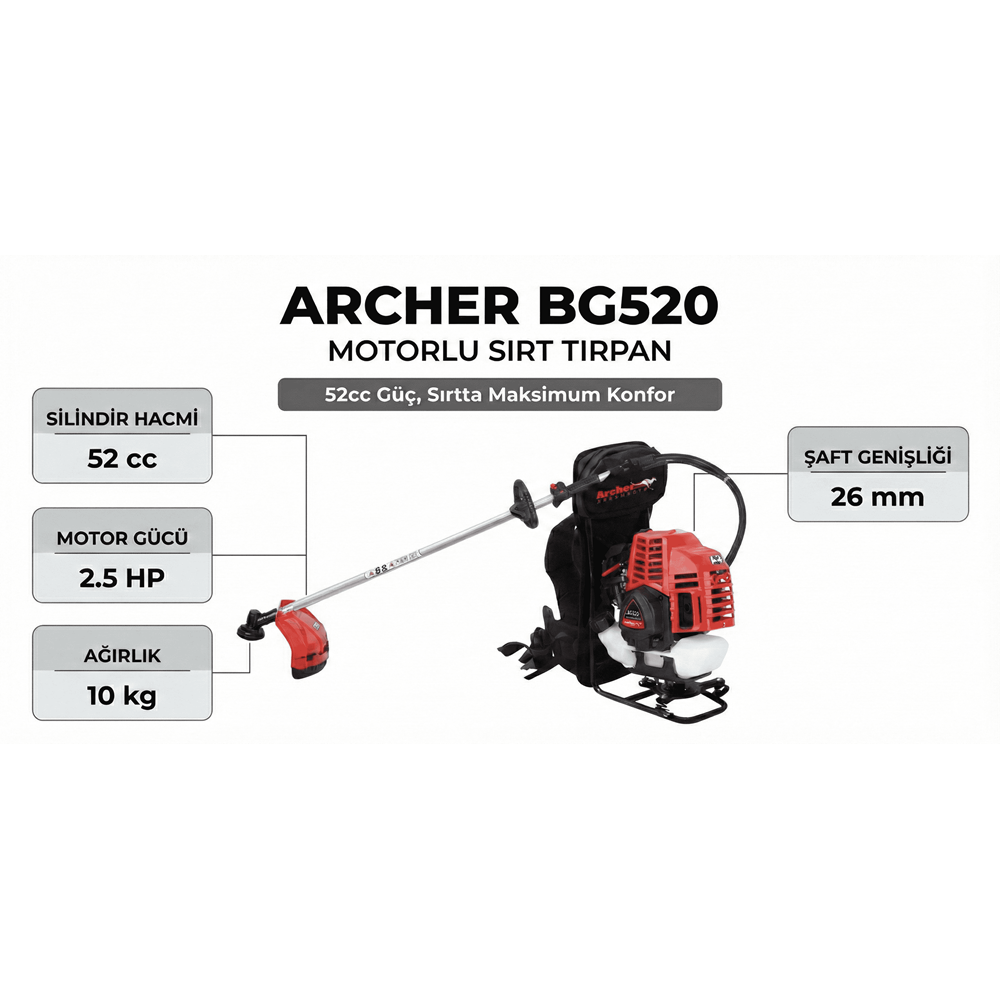 MOTORLU TIRPAN ARCHER BG520 SIRT TİP