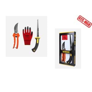 BAHÇE SETİ 3-LÜ SET - BUDAMA MAKASI/TESTERE/ELDİVEN - RTRMAX