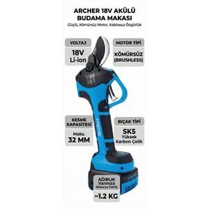 AKÜLÜ BUDAMA MAKASI ARCHER 18V